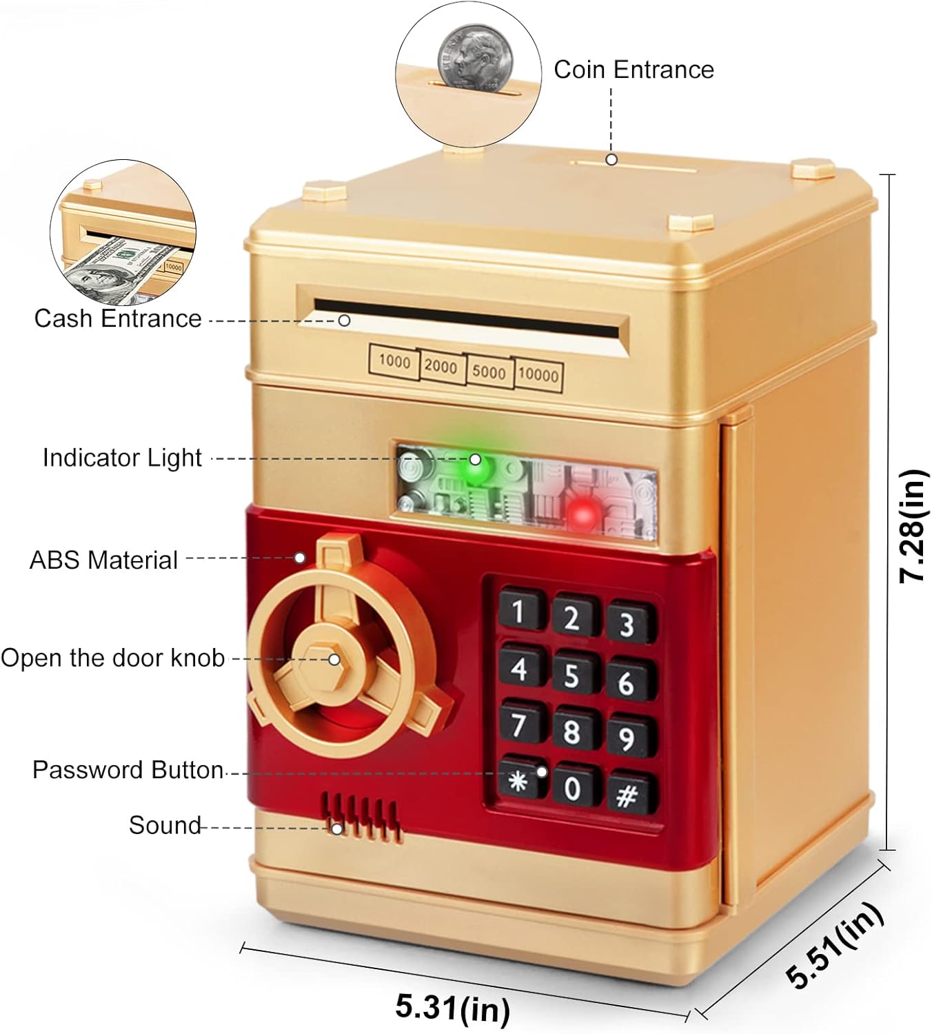 Refasy Piggy Bank Cash Coin Can ATM Bank Electronic Coin Money Bank for Kids-Hot Gift